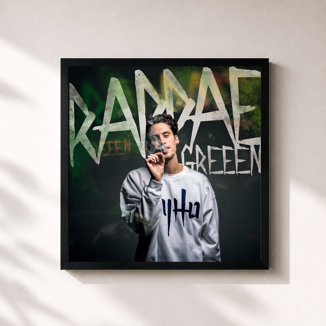 #noir Tableau carré de l'album Rappae de GReeeN, cadre noir 32x32 cm