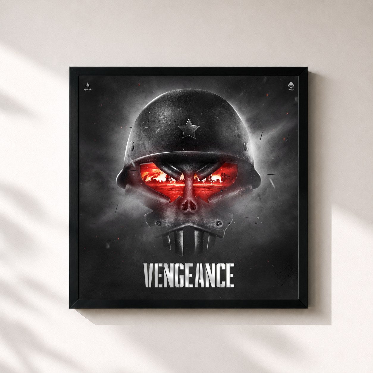 #noir Tableau carré de l'album Vengeance de Warface, cadre noir 32x32 cm