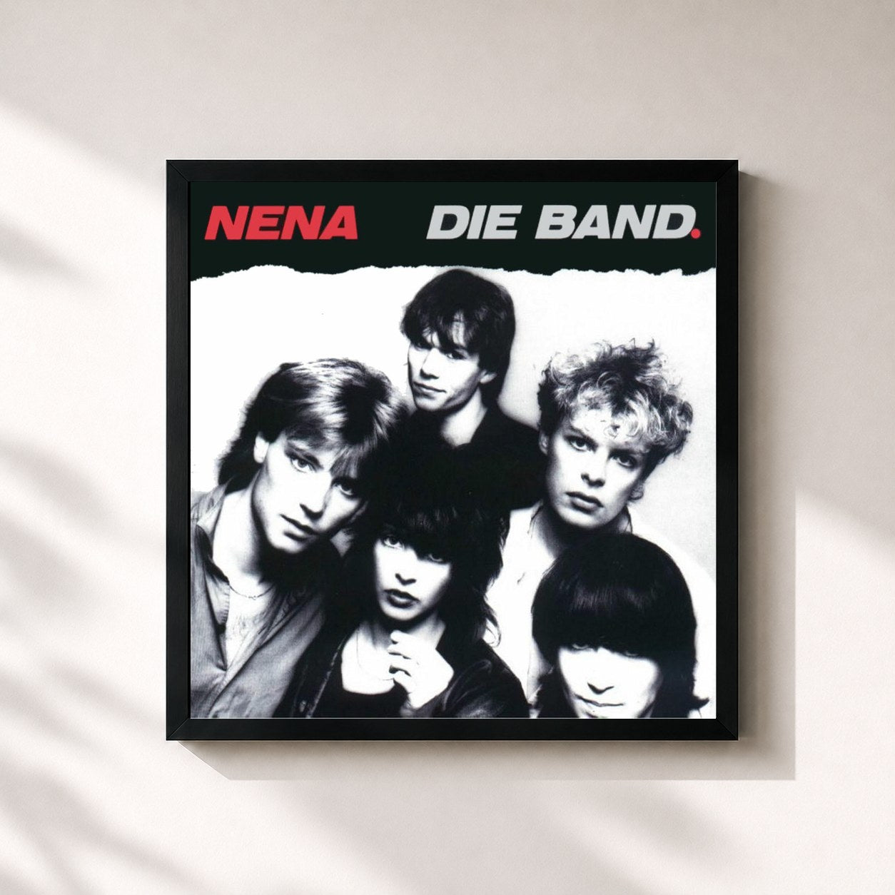 #noir Tableau carré de l'album Die Band de Nena, cadre noir 32x32 cm
