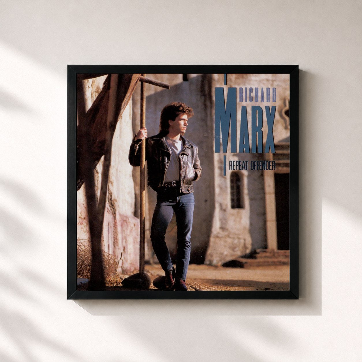 #noir Tableau carré de l'album Repeat Offender de Richard Marx, cadre noir 32x32 cm