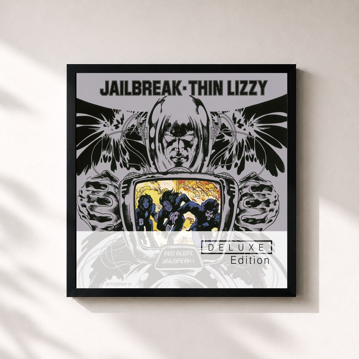 #noir Tableau carré de l'album Jailbreak (Deluxe Edition) de Thin Lizzy, cadre noir 32x32 cm