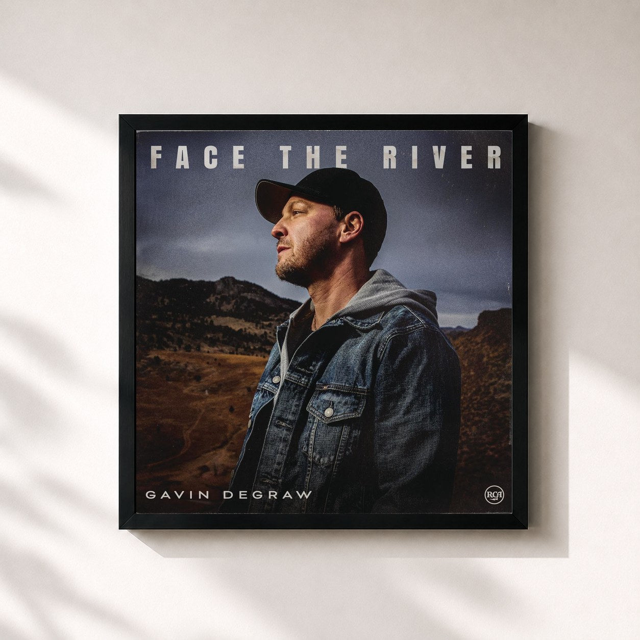 #noir Tableau carré de l'album Face The River de Gavin DeGraw, cadre noir 32x32 cm