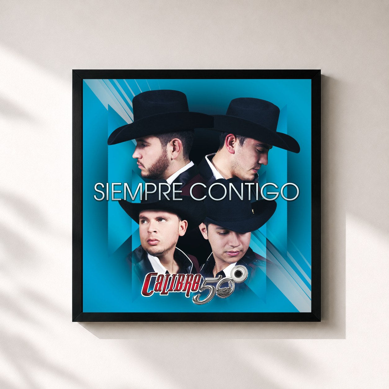 #noir Tableau carré de l'album Siempre Contigo de Calibre 50, cadre noir 32x32 cm