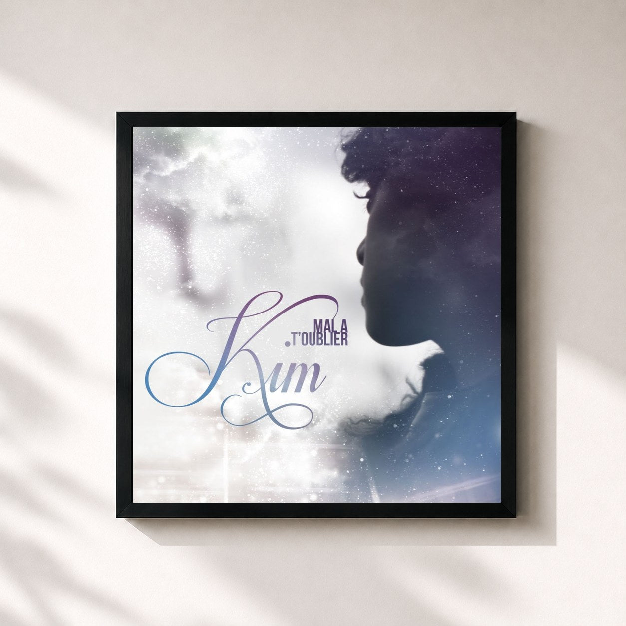 #noir Tableau carré de l'album Mal à t'oublier de Kim, cadre noir 32x32 cm