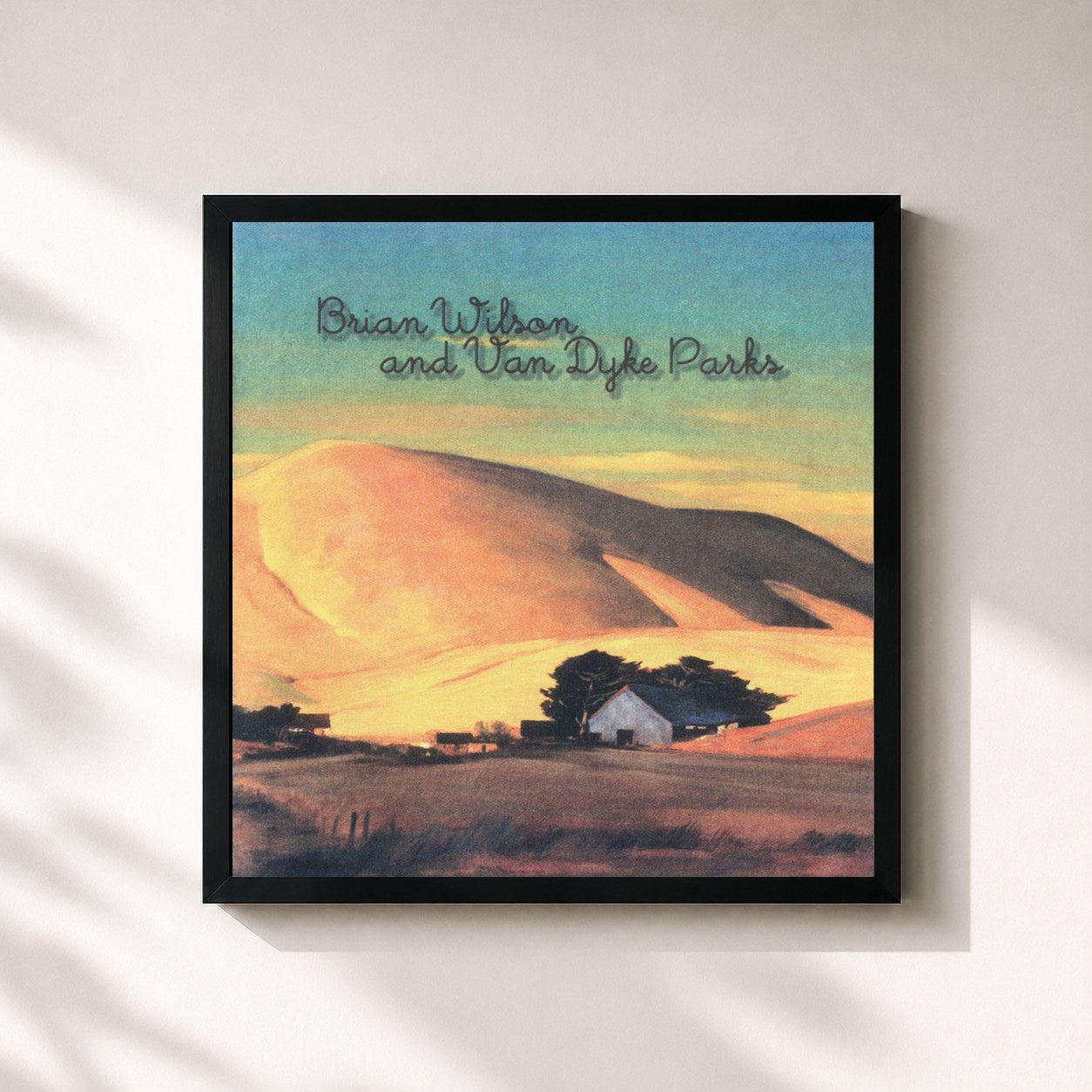 #noir Tableau carré de l'album Orange Crate Art de Brian Wilson, cadre noir 32x32 cm