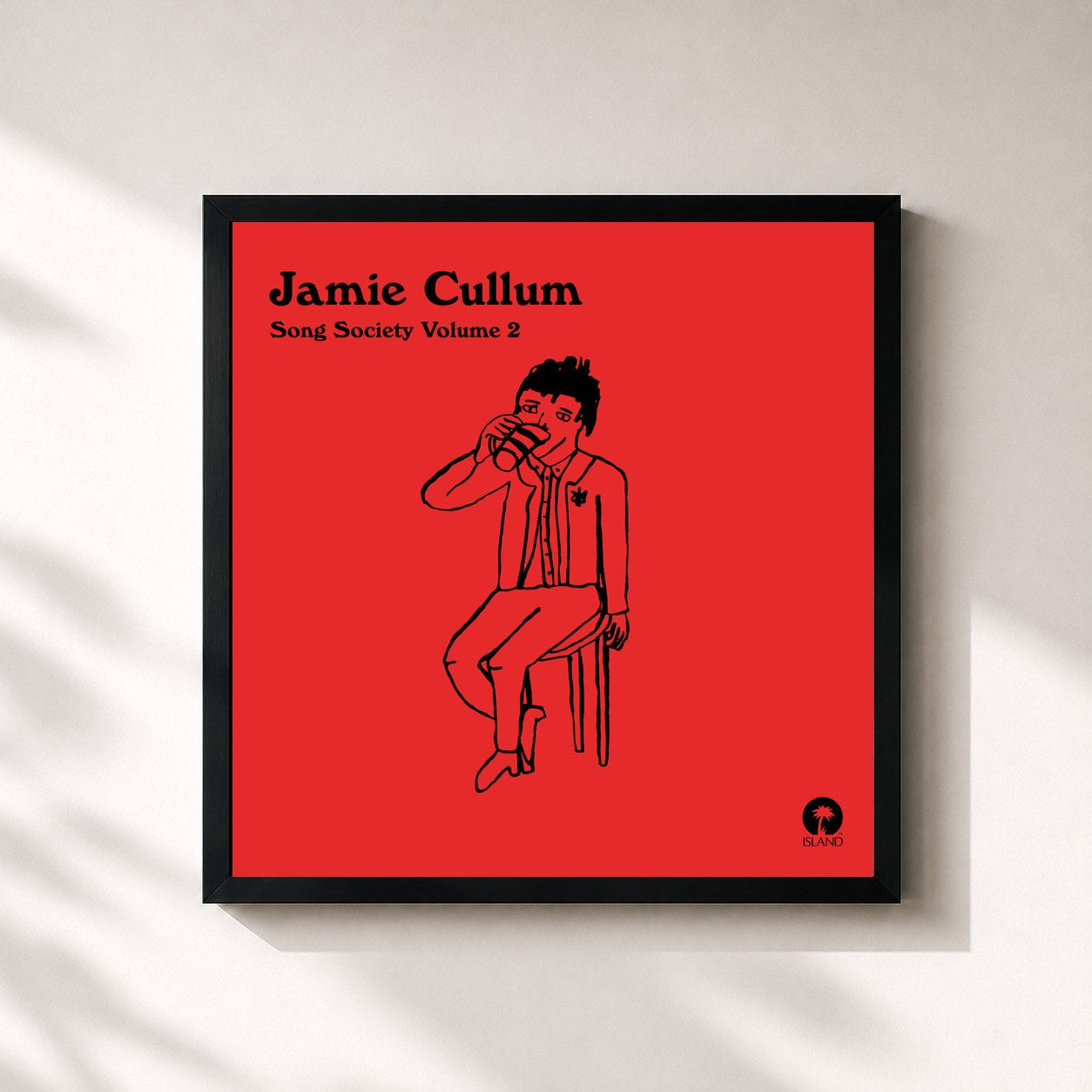 #noir Tableau carré de l'album Song Society Volume 2 de Jamie Cullum, cadre noir 32x32 cm