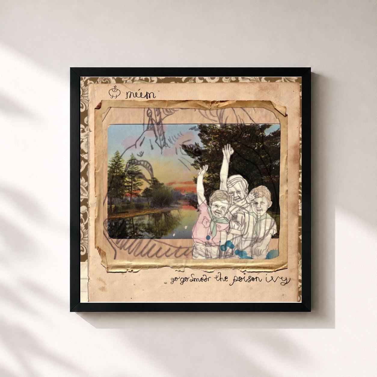 #noir Tableau carré de l'album Go Go Smear the Poison Ivy de múm, cadre noir 32x32 cm