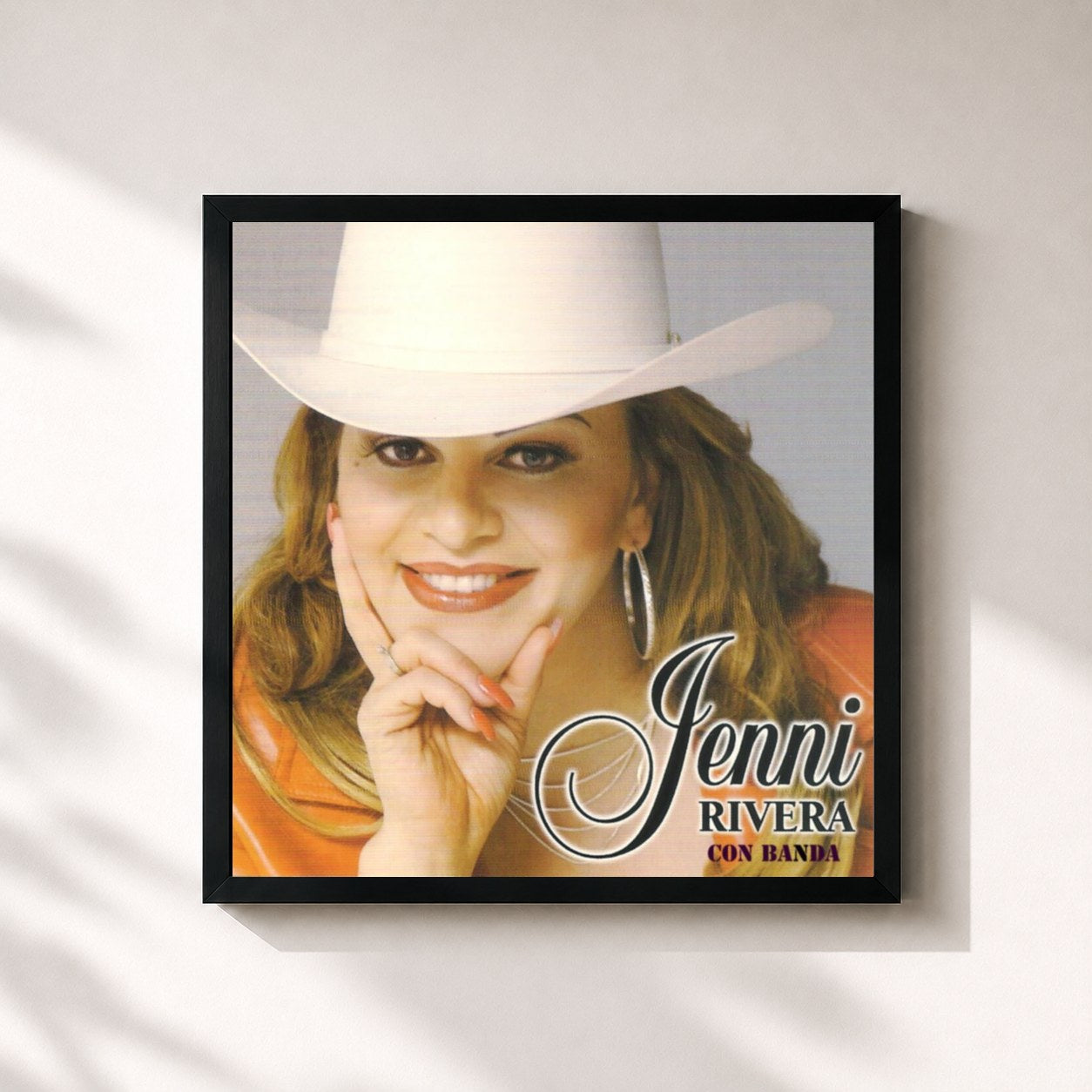 #noir Tableau carré de l'album Se las Voy a Dar a Otro de Jenni Rivera, cadre noir 32x32 cm