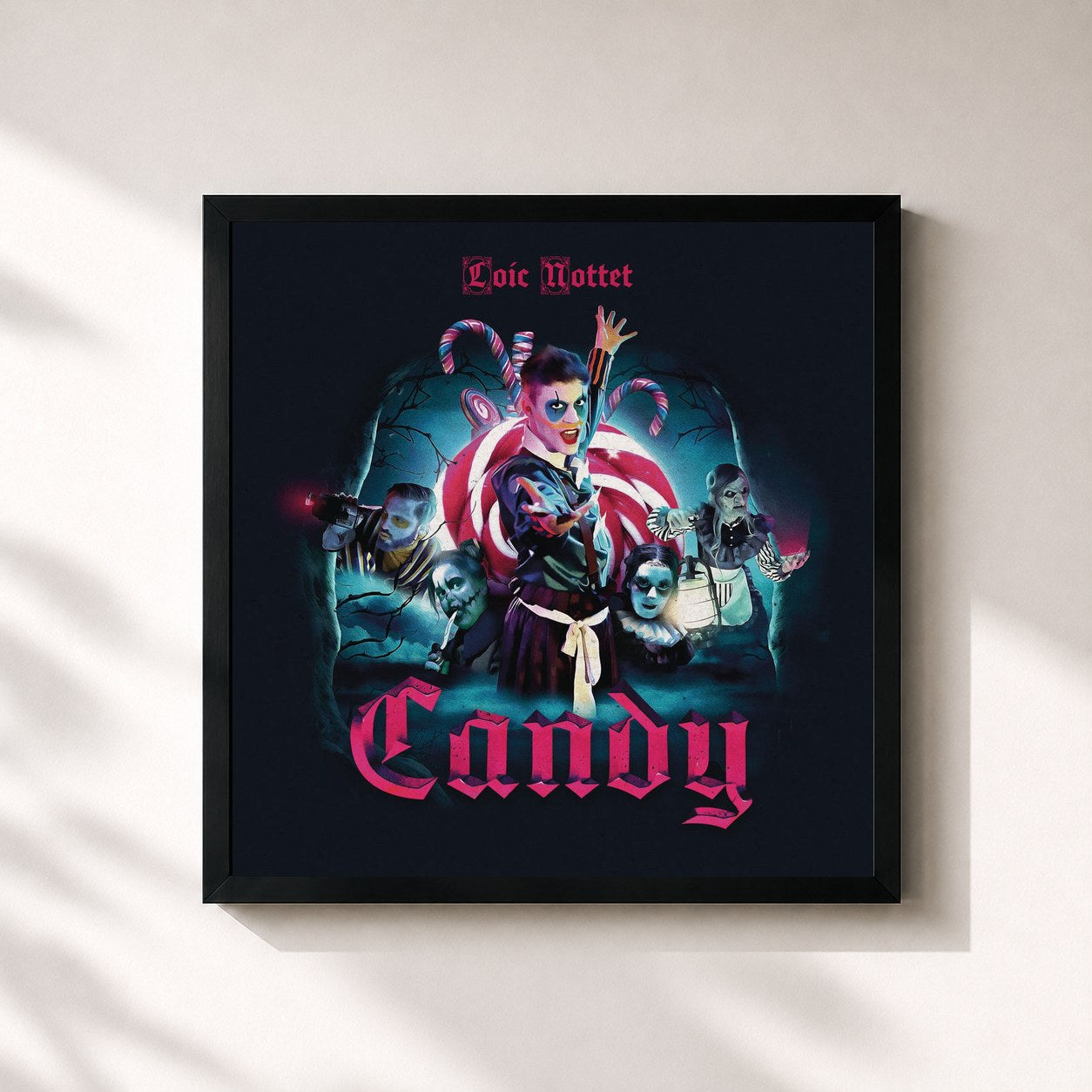 #noir Tableau carré de l'album Candy de Loïc Nottet, cadre noir 32x32 cm