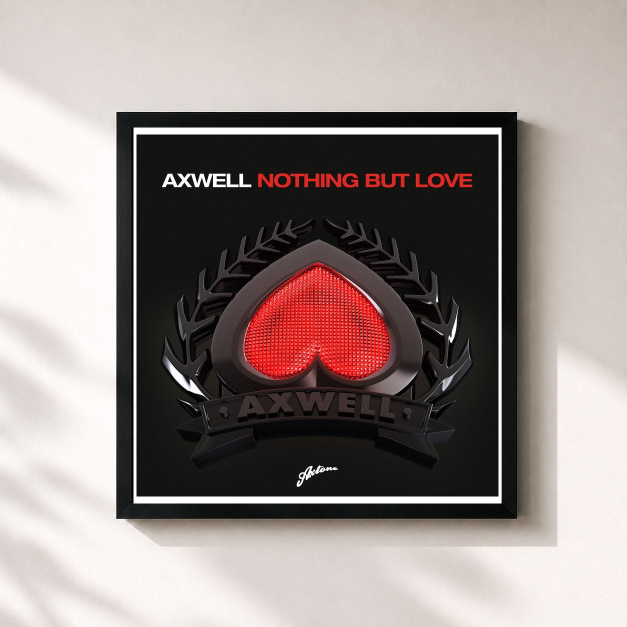 #noir Tableau carré de l'album Nothing But Love de Axwell, cadre noir 32x32 cm