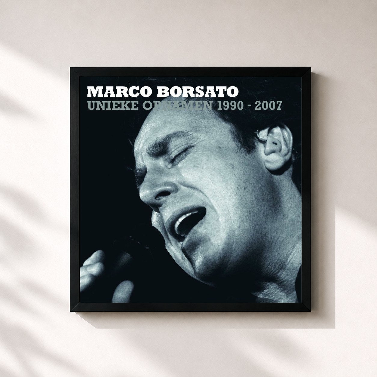 #noir Tableau carré de l'album Marco Borsato 1990 - 2007 Unieke Opnamen de Marco Borsato, cadre noir 32x32 cm