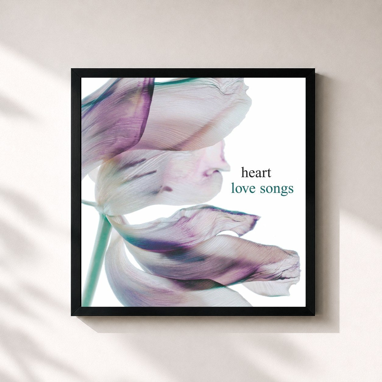 #noir Tableau carré de l'album Love Songs de Heart, cadre noir 32x32 cm
