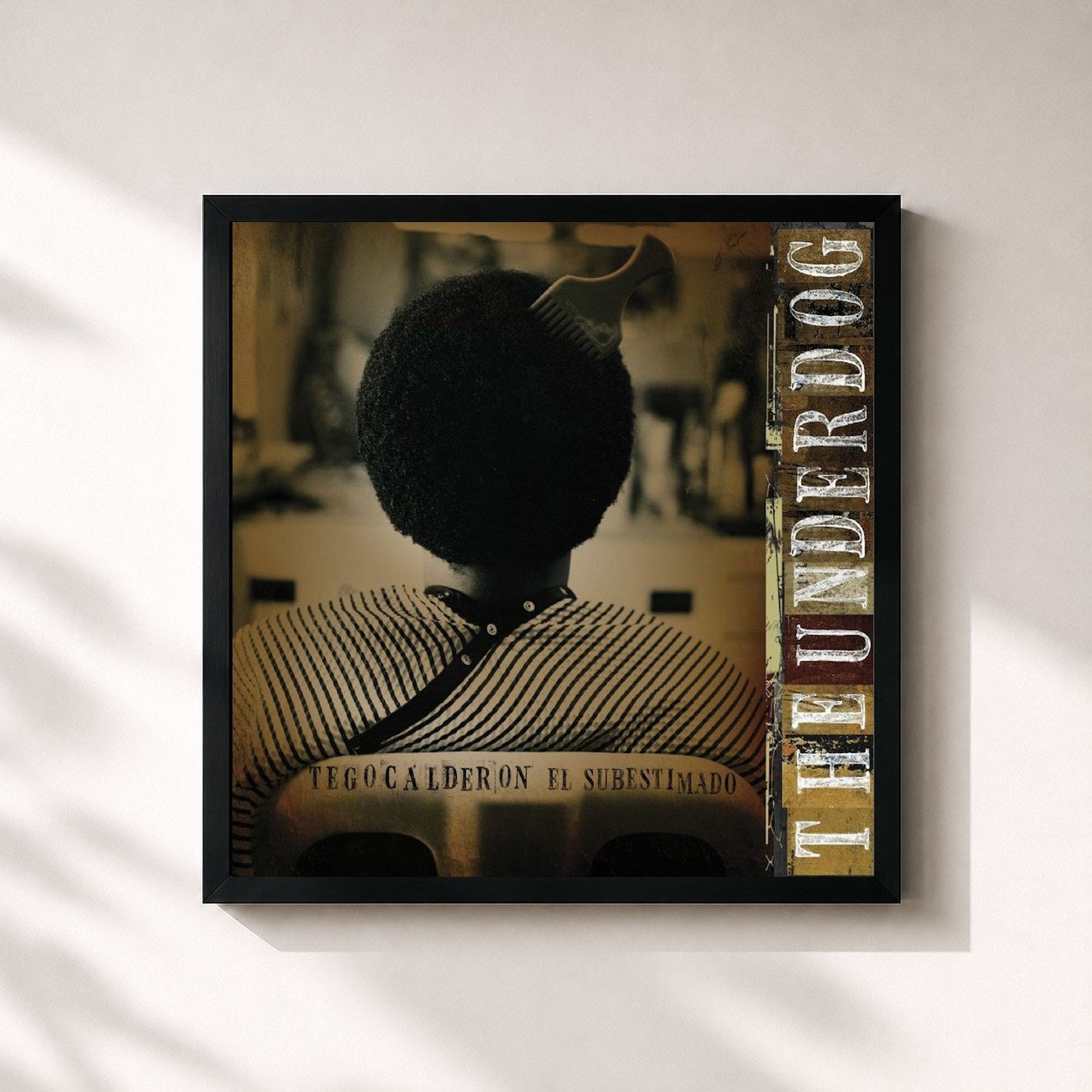 #noir Tableau carré de l'album The Underdog - El Subestimado de Tego Calderón, cadre noir 32x32 cm