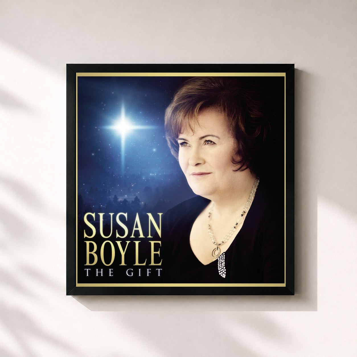 #noir Tableau carré de l'album The Gift de Susan Boyle, cadre noir 32x32 cm