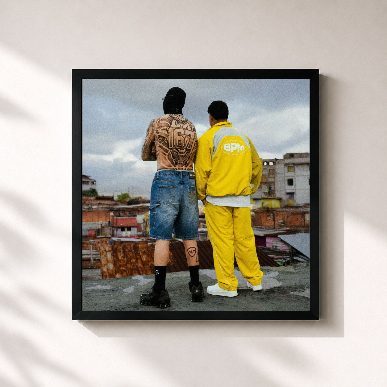 #noir Tableau carré de l'album 167BPM de Farruko, cadre noir 32x32 cm