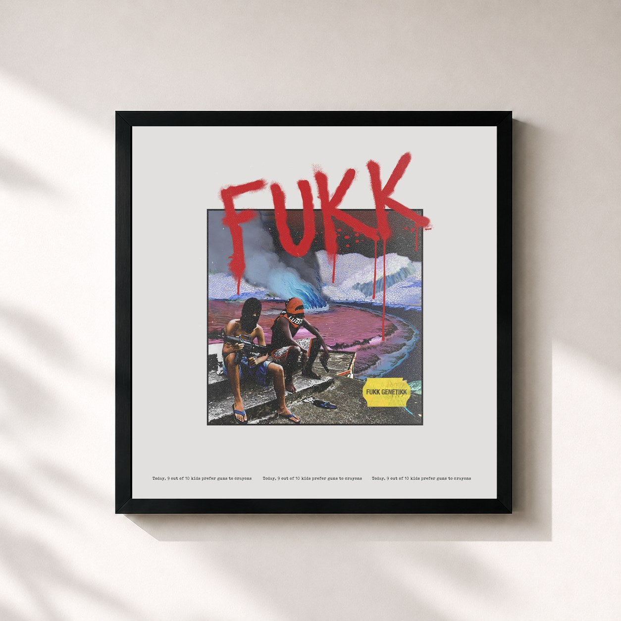 #noir Tableau carré de l'album FUKK GENETIKK de Genetikk, cadre noir 32x32 cm