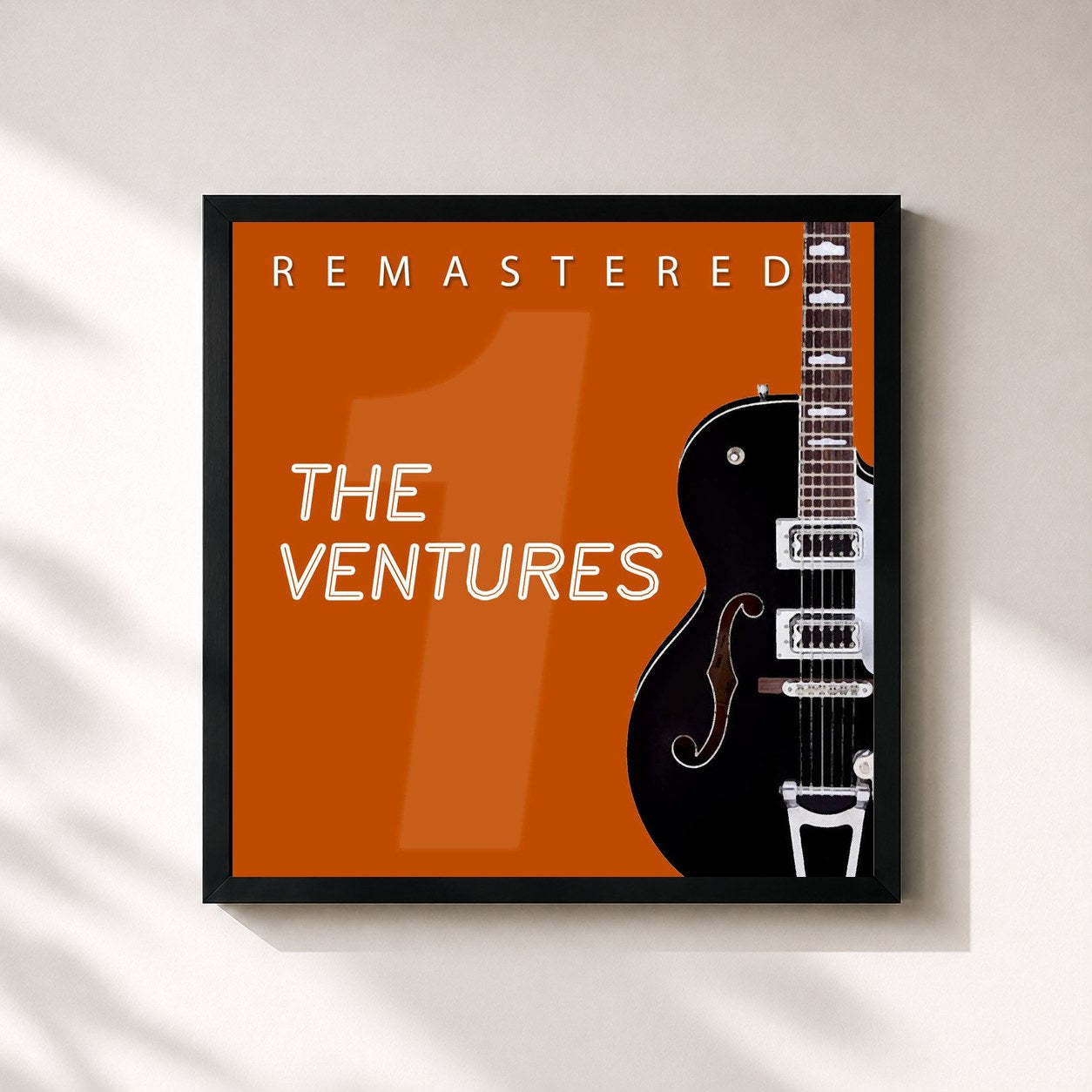 #noir Tableau carré de l'album The Ventures I (Remastered) de The Ventures, cadre noir 32x32 cm