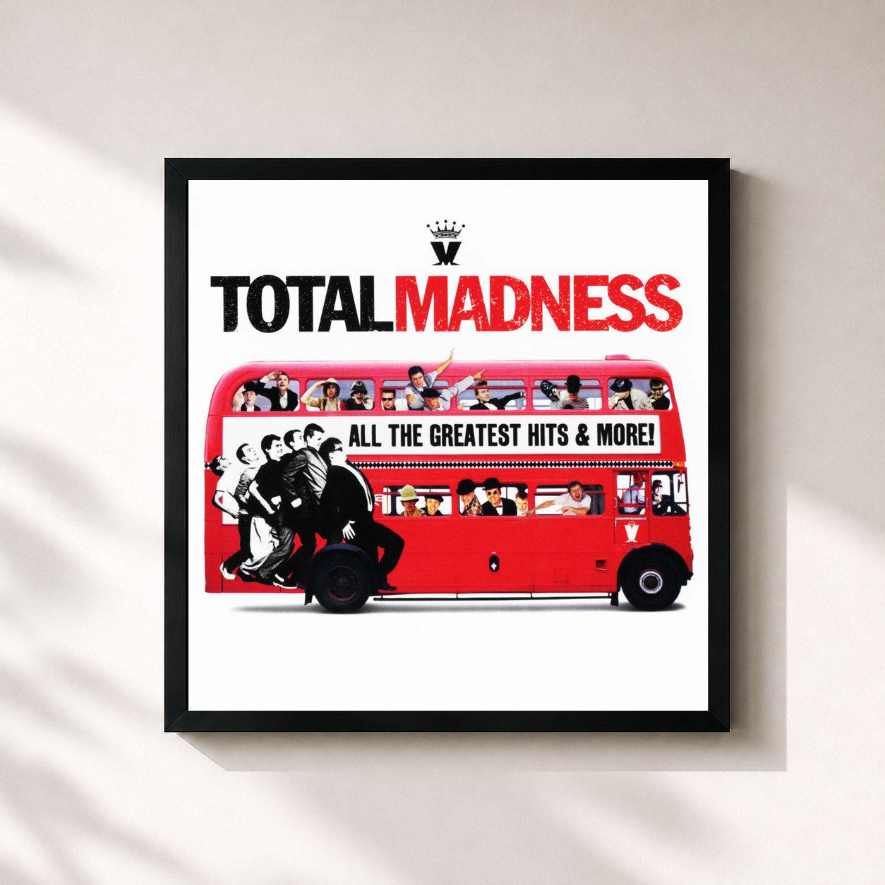 #noir Tableau carré de l'album Total Madness de Madness, cadre noir 32x32 cm