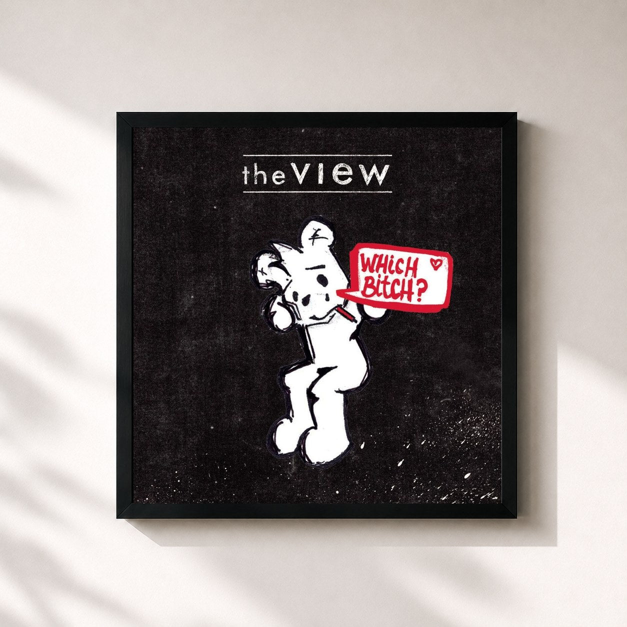 #noir Tableau carré de l'album Which Bitch? de The View, cadre noir 32x32 cm