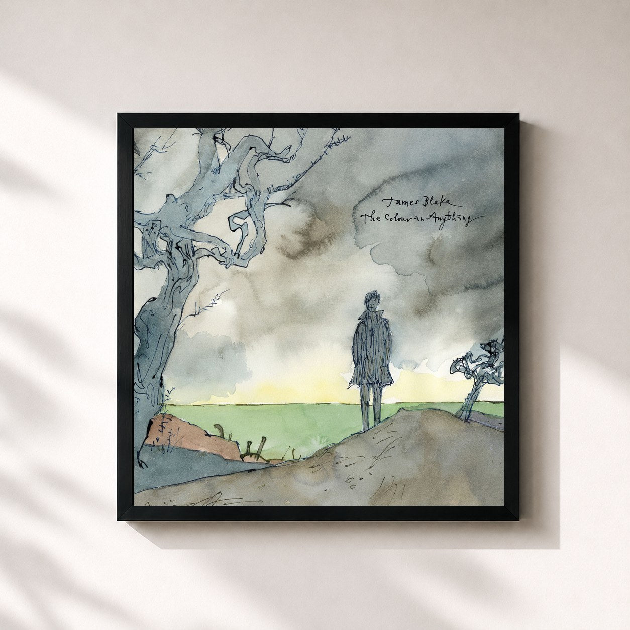 #noir Tableau carré de l'album The Colour In Anything de James Blake, cadre noir 32x32 cm