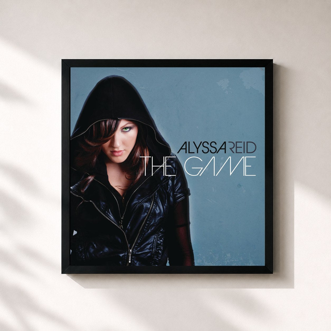 #noir Tableau carré de l'album The Game de Alyssa Reid, cadre noir 32x32 cm