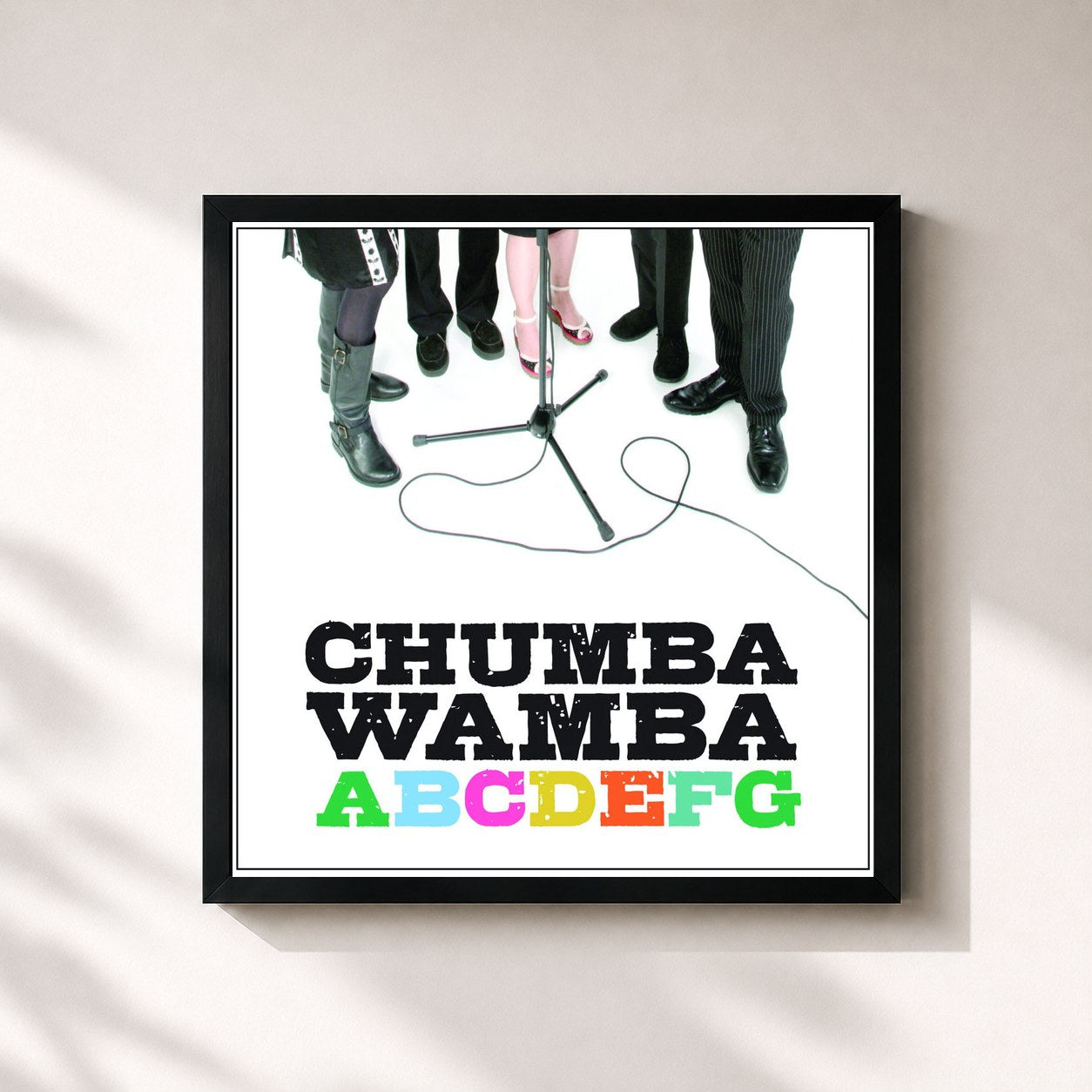 #noir Tableau carré de l'album ABCDEFG de Chumbawamba, cadre noir 32x32 cm