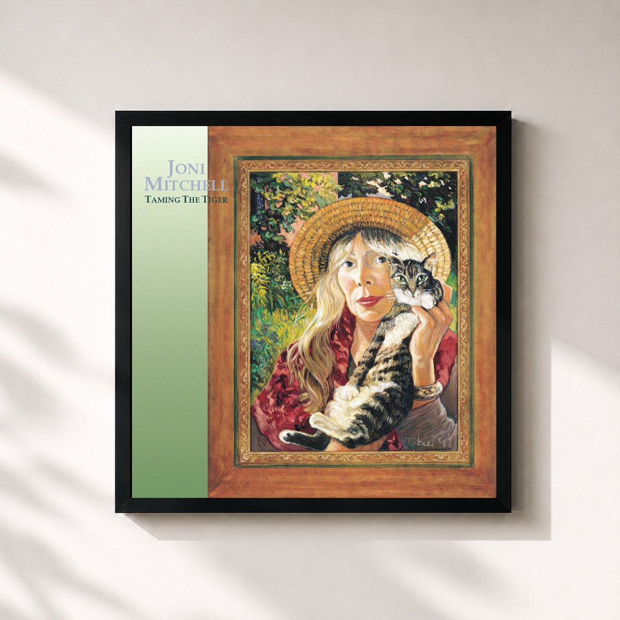 #noir Tableau carré de l'album Taming the Tiger de Joni Mitchell, cadre noir 32x32 cm