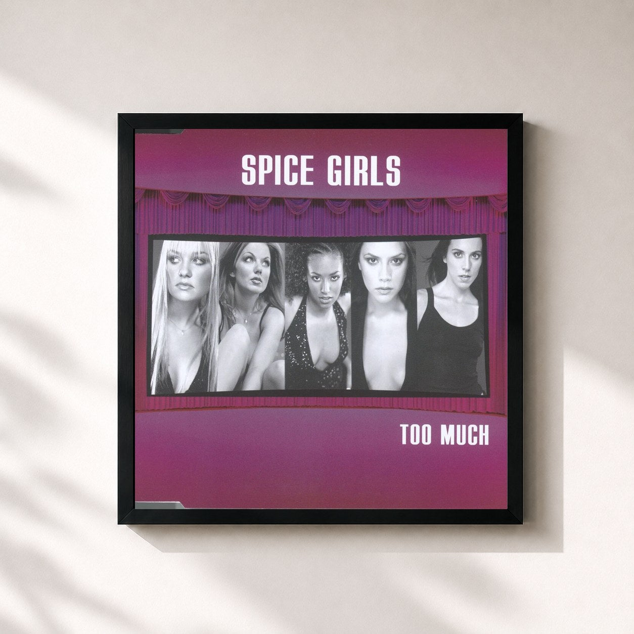 #noir Tableau carré de l'album Too Much de Spice Girls, cadre noir 32x32 cm