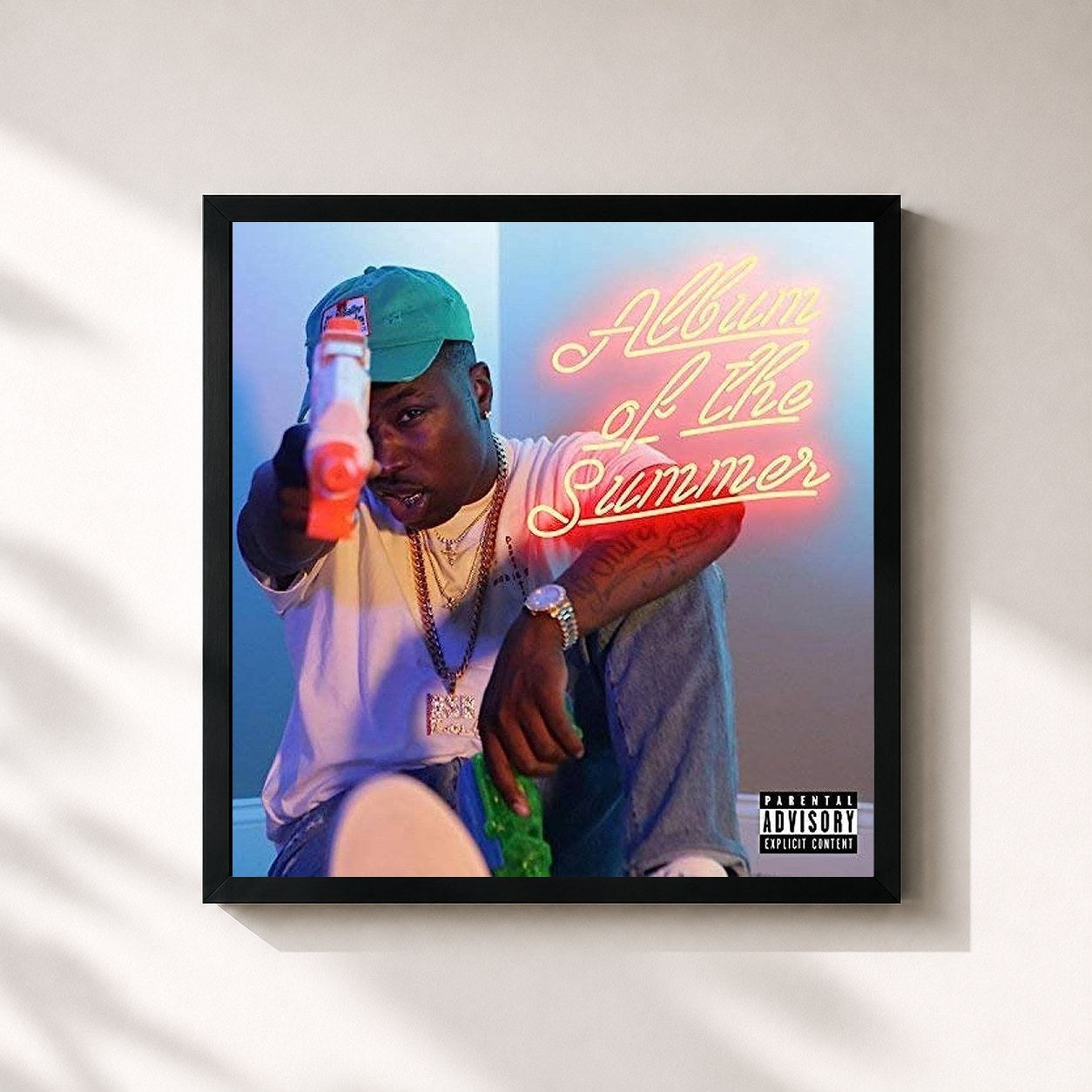 #noir Tableau carré de l'album Album of the Summer de Troy Ave, cadre noir 32x32 cm