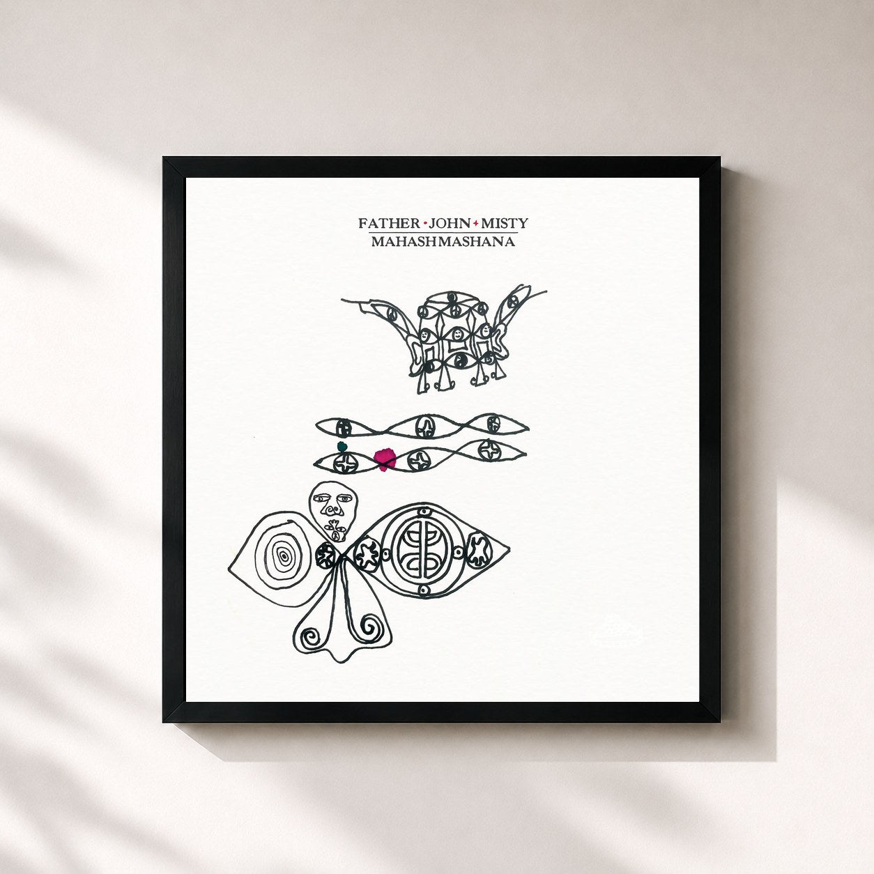 #noir Tableau carré de l'album Mahashmashana de Father John Misty, cadre noir 32x32 cm