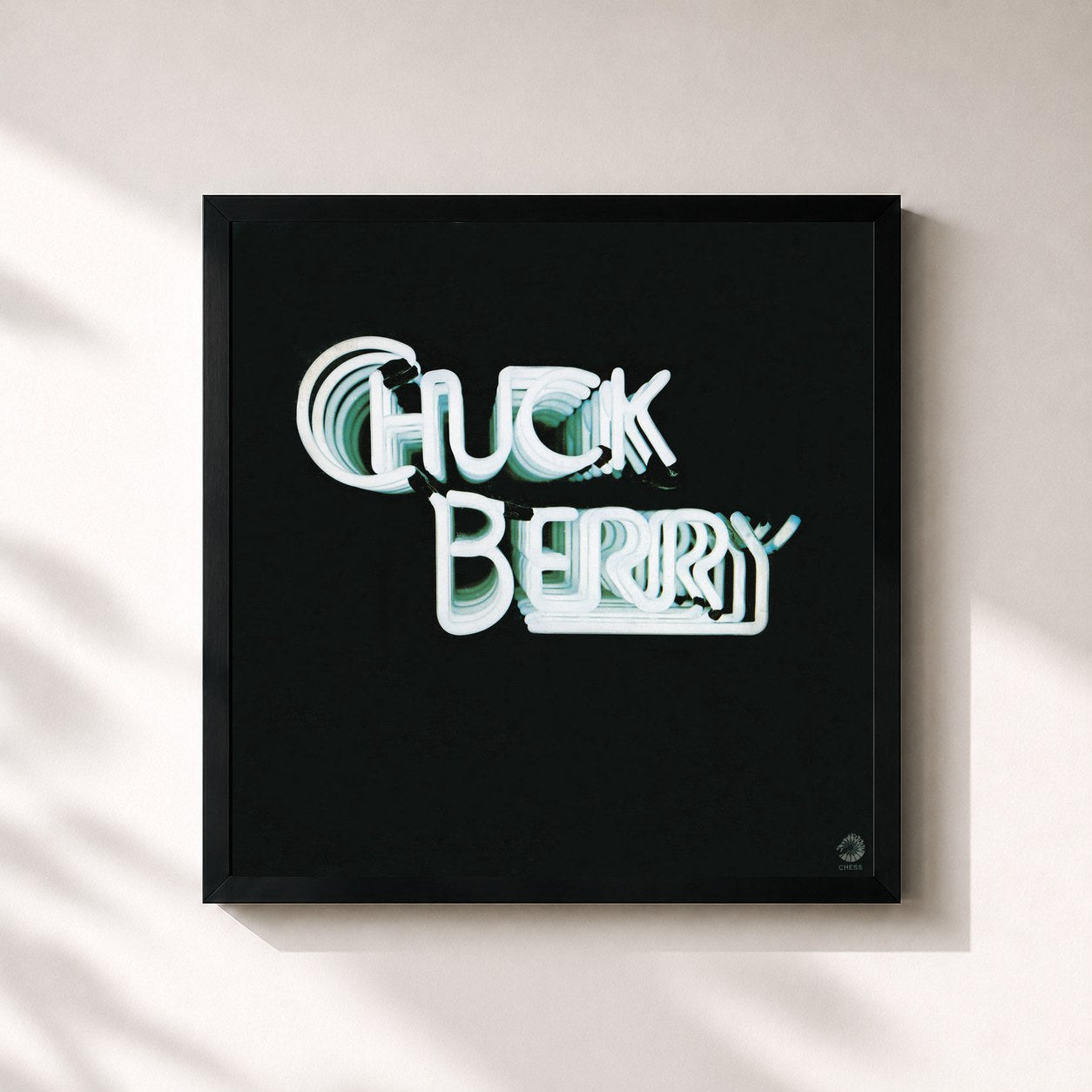 #noir Tableau carré de l'album Chuck Berry de Chuck Berry, cadre noir 32x32 cm