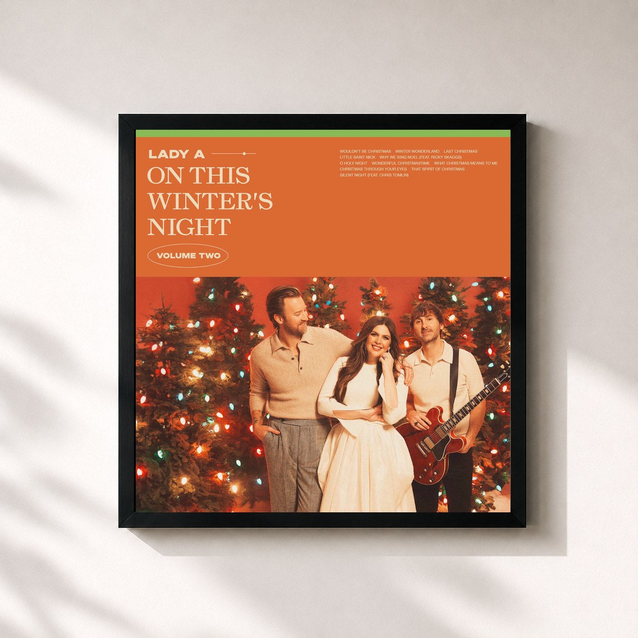 #noir Tableau carré de l'album On This Winter's Night (Volume 2) de Lady A, cadre noir 32x32 cm