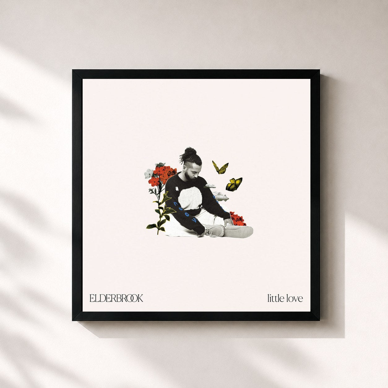 #noir Tableau carré de l'album Little Love de Elderbrook, cadre noir 32x32 cm