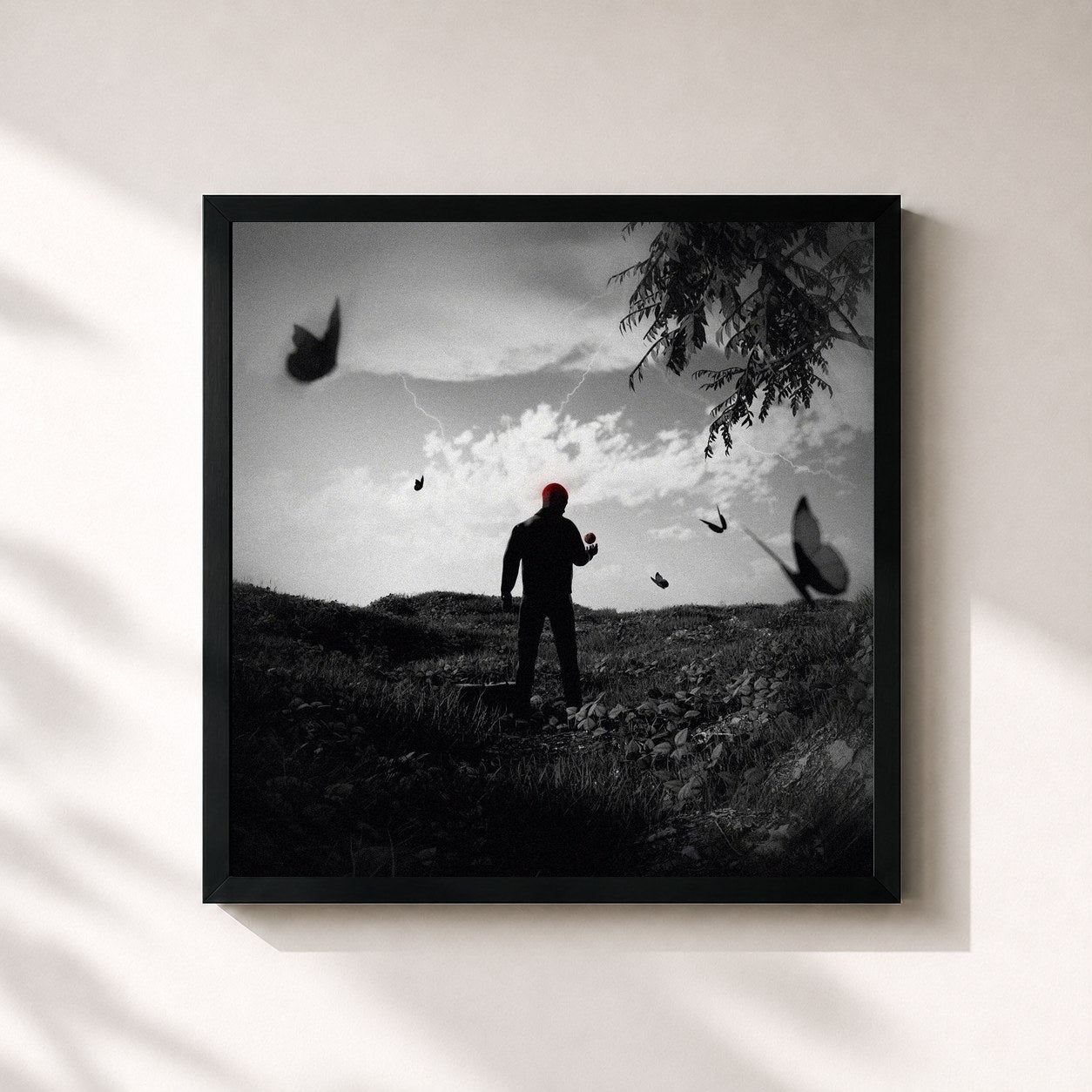 #noir Tableau carré de l'album Avant-gardiste de Royce, cadre noir 32x32 cm