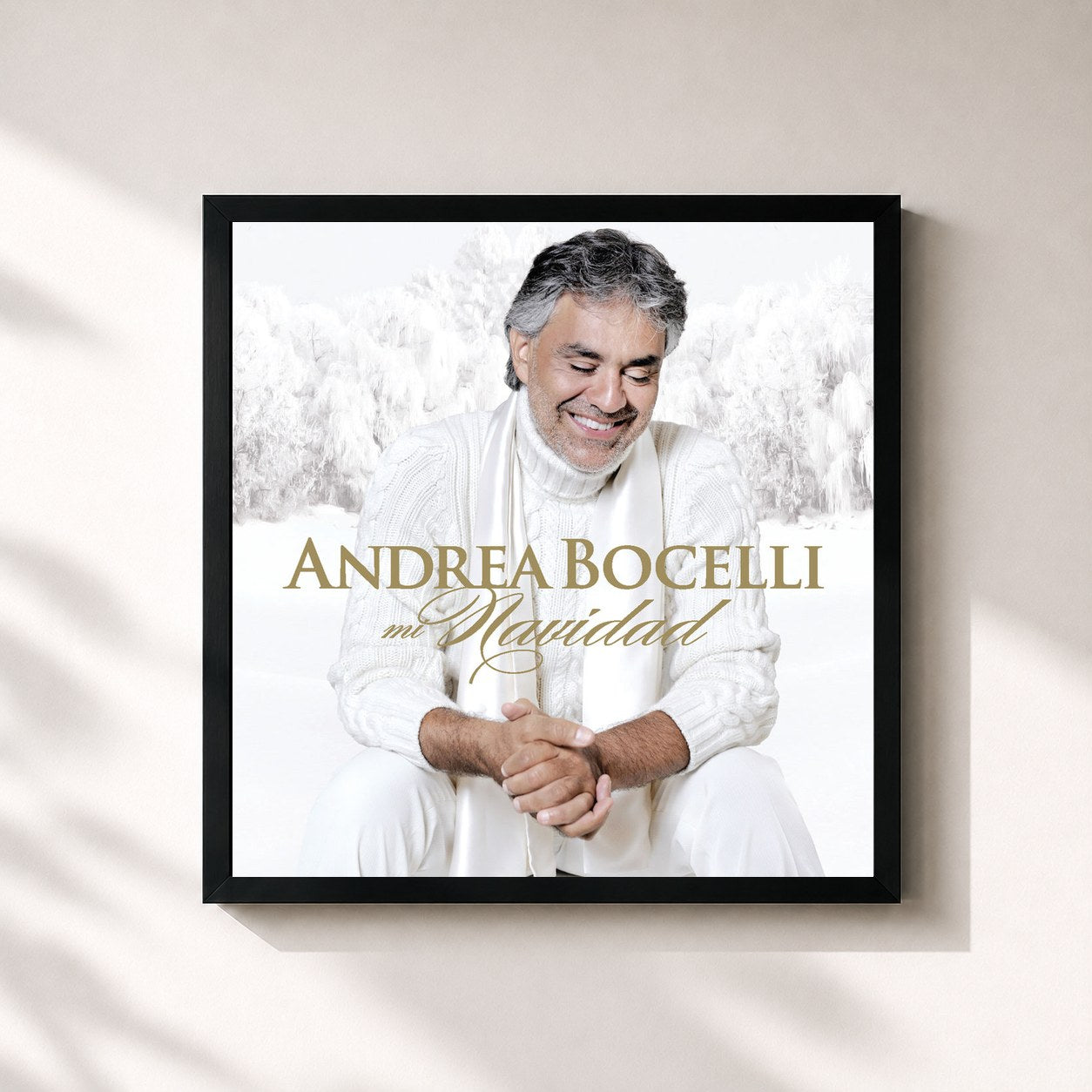 #noir Tableau carré de l'album Mi Navidad (Edición Especial En Español) de Andrea Bocelli, cadre noir 32x32 cm
