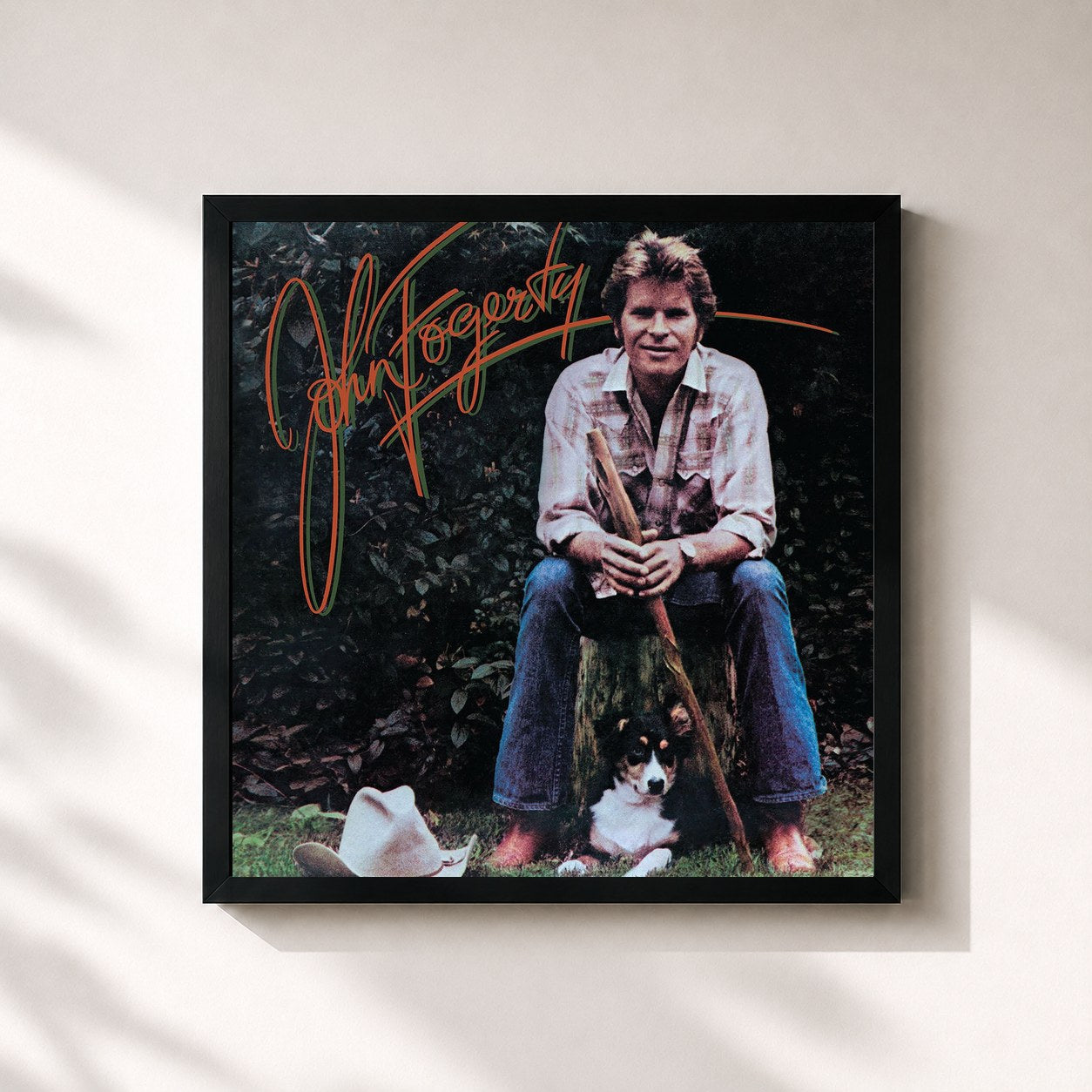 #noir Tableau carré de l'album John Fogerty de John Fogerty, cadre noir 32x32 cm