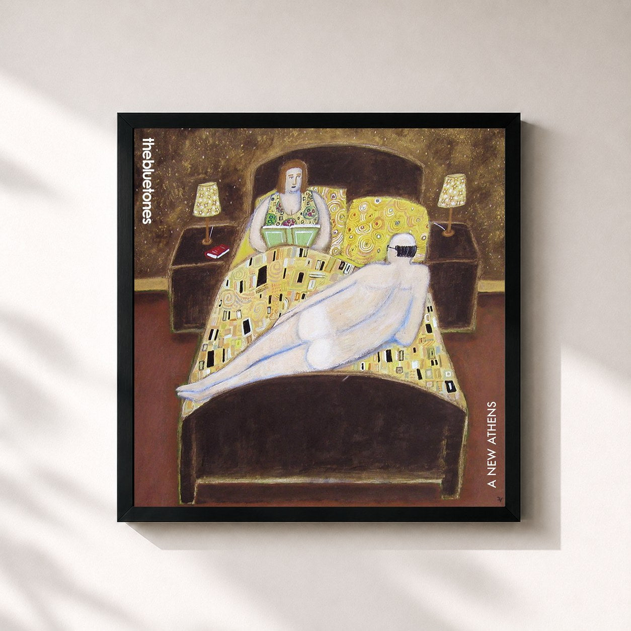 #noir Tableau carré de l'album A New Athens de The Bluetones, cadre noir 32x32 cm