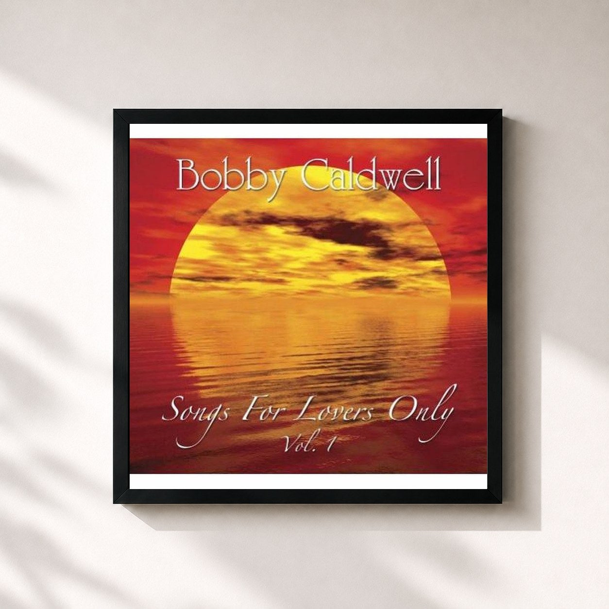 #noir Tableau carré de l'album Songs for Lovers, Vol. 1 de Bobby Caldwell, cadre noir 32x32 cm