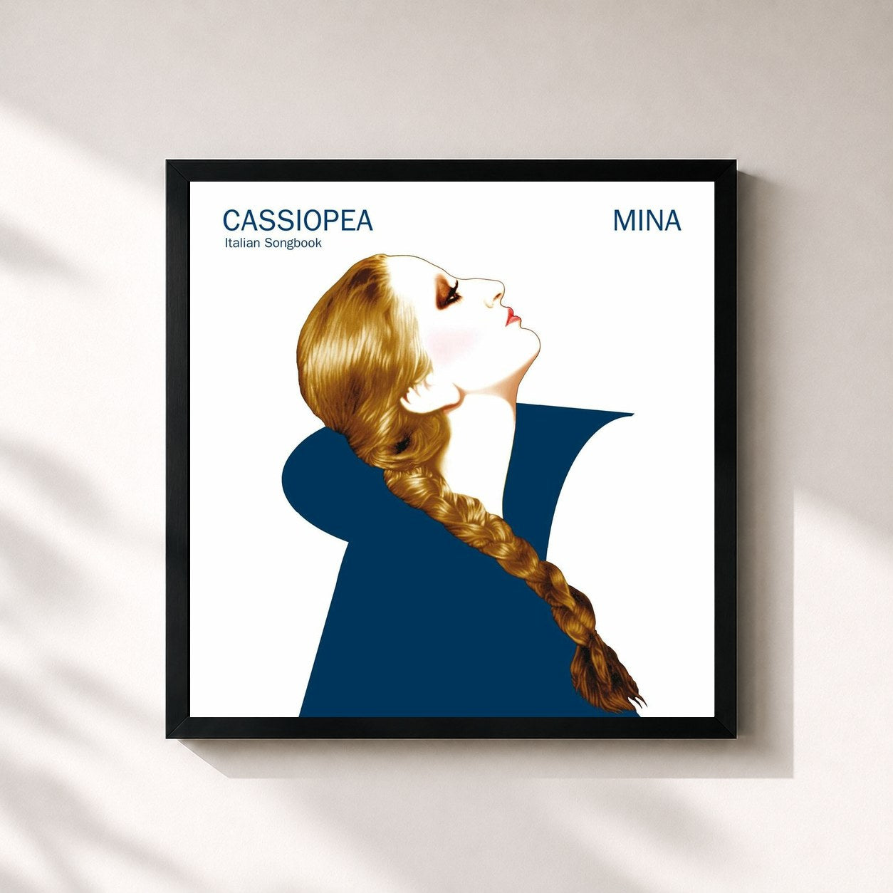 #noir Tableau carré de l'album Cassiopea (Italian Songbook) de Mina, cadre noir 32x32 cm