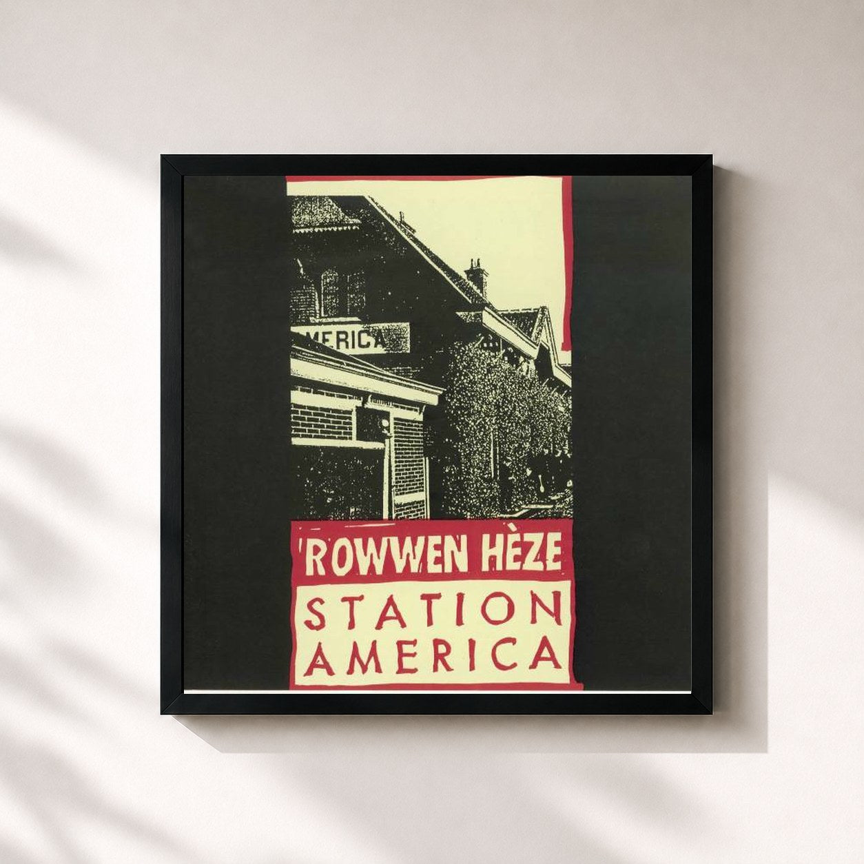#noir Tableau carré de l'album Station America de Rowwen Hèze, cadre noir 32x32 cm
