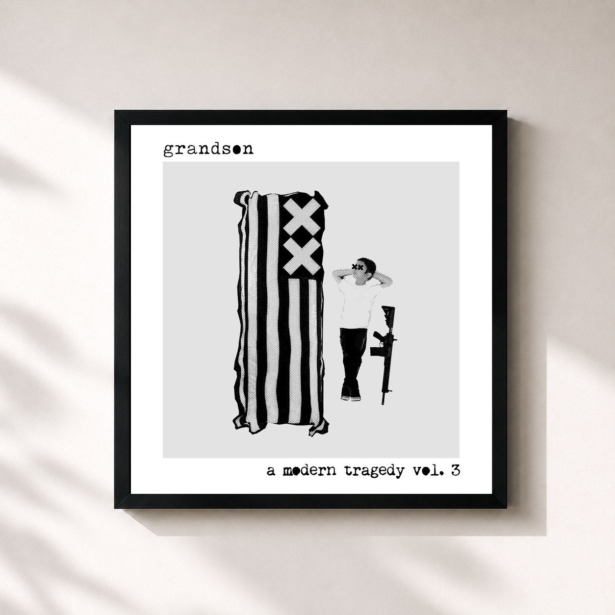 #noir Tableau carré de l'album a modern tragedy vol. 3 de Grandson, cadre noir 32x32 cm