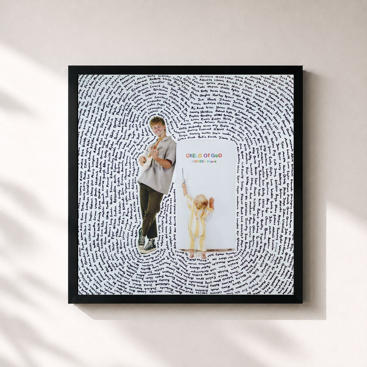 #noir Tableau carré de l'album CHILD OF GOD (DELUXE) de Forrest Frank, cadre noir 32x32 cm