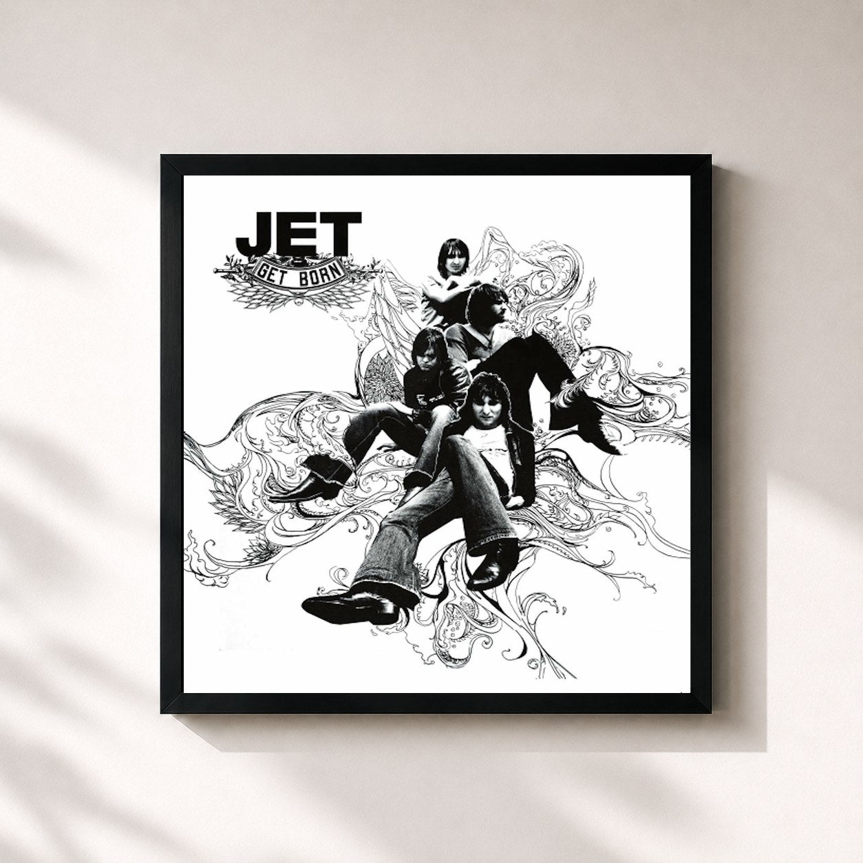 #noir Tableau carré de l'album Get Born (Expanded Edition) de Jet, cadre noir 32x32 cm