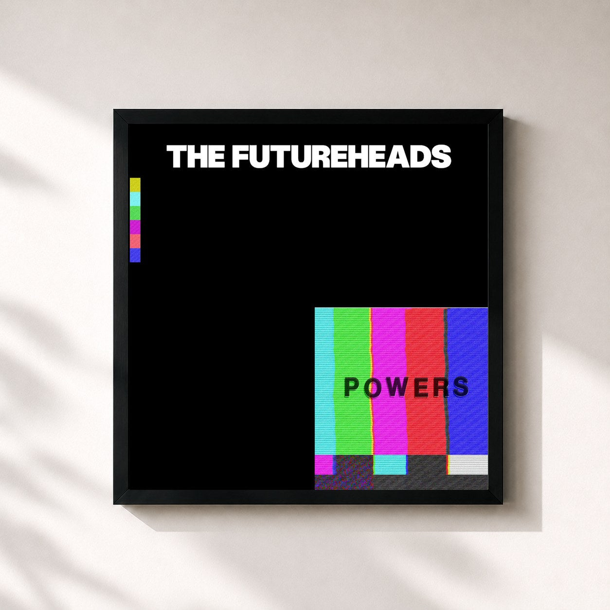 #noir Tableau carré de l'album Powers de The Futureheads, cadre noir 32x32 cm
