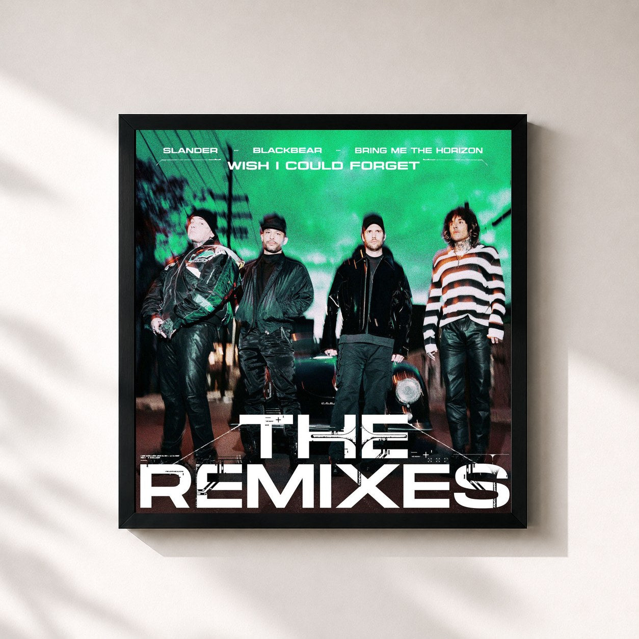 #noir Tableau carré de l'album Wish I Could Forget (The Remixes) de Slander, cadre noir 32x32 cm