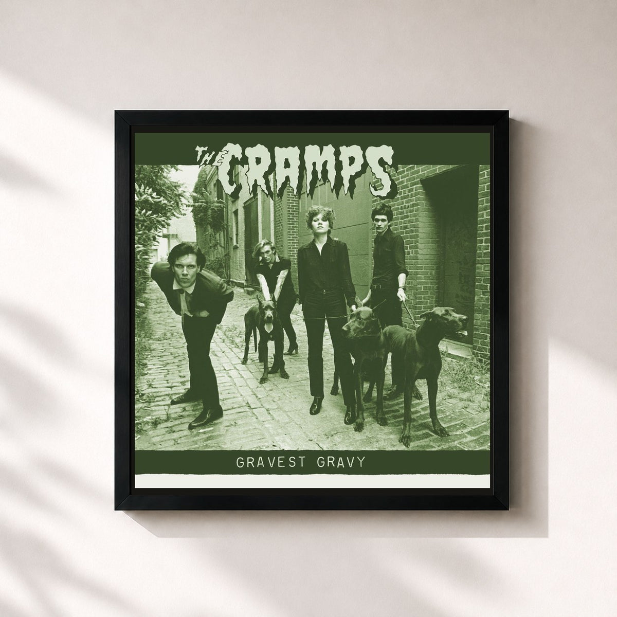 #noir Tableau carré de l'album Gravest Gravy de The Cramps, cadre noir 32x32 cm