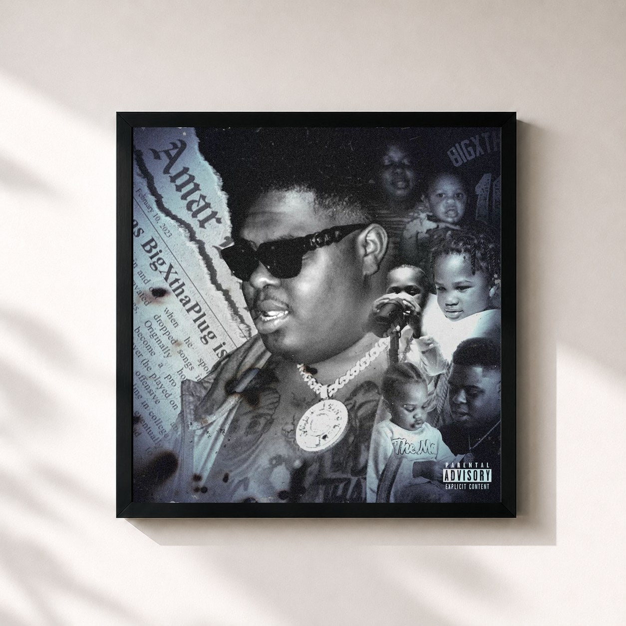 #noir Tableau carré de l'album AMAR de BigXthaPlug, cadre noir 32x32 cm