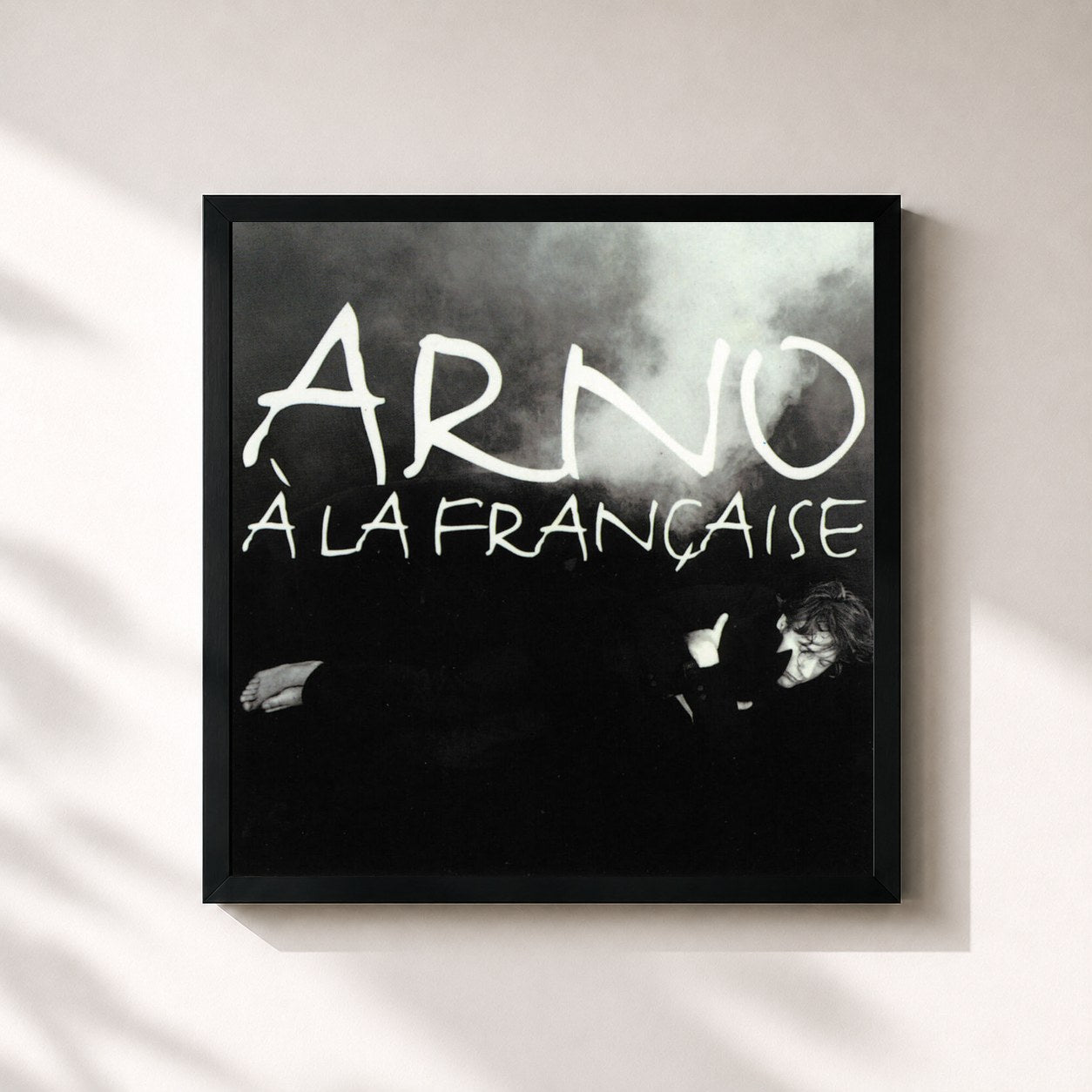 #noir Tableau carré de l'album À la française de Arno, cadre noir 32x32 cm