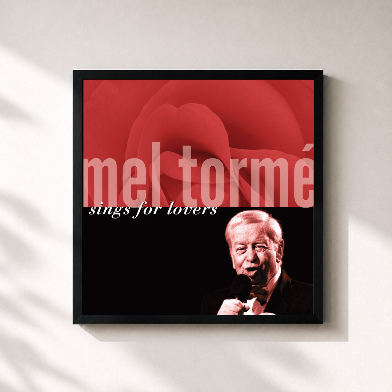 #noir Tableau carré de l'album Mel Tormé Sings For Lovers de Mel Tormé, cadre noir 32x32 cm