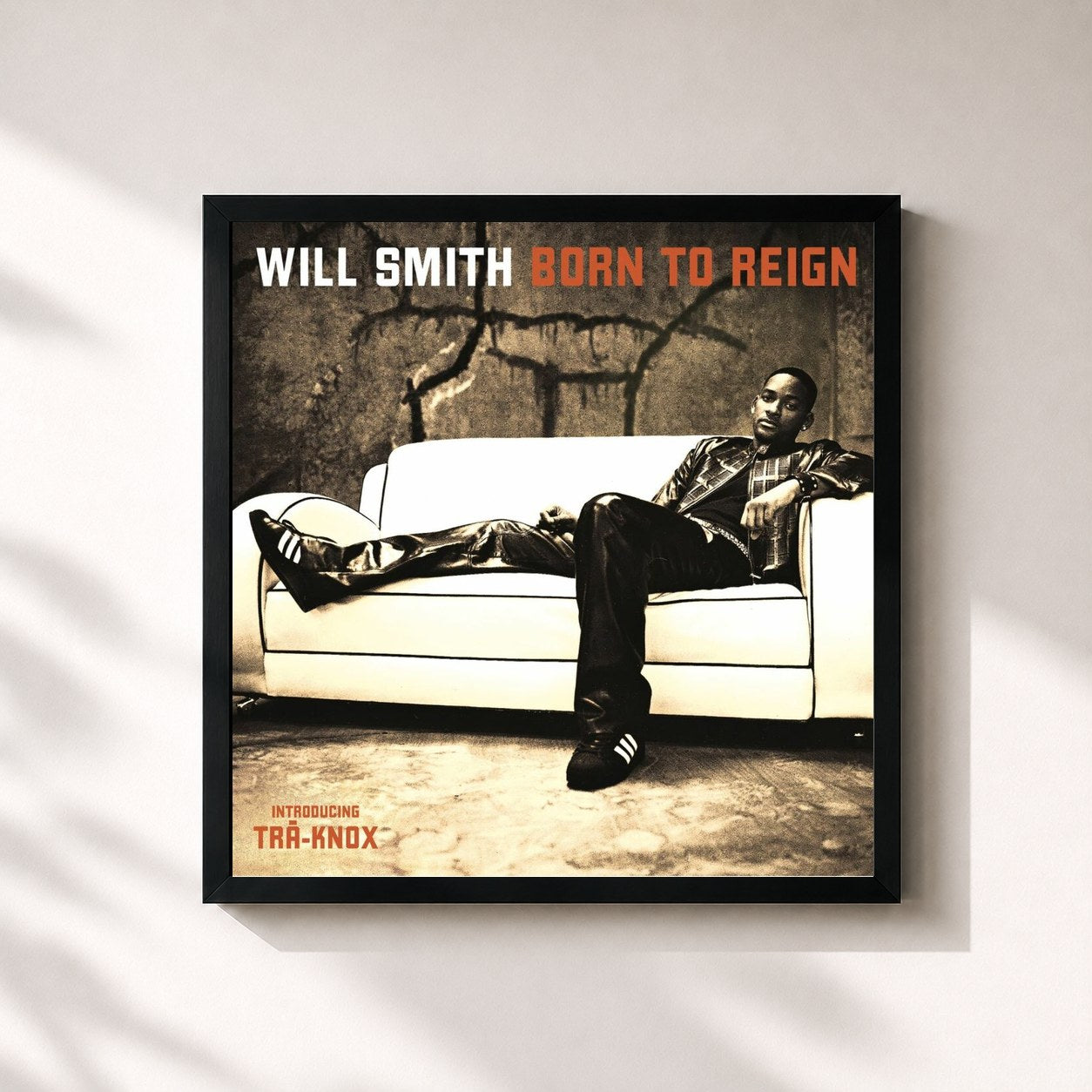 #noir Tableau carré de l'album Born To Reign de Will Smith, cadre noir 32x32 cm